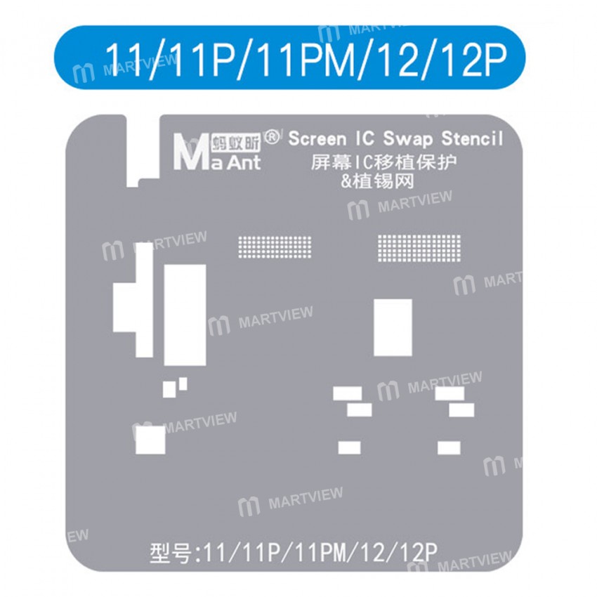 Maant Screen IC Transplant Protection & Tin Planting BGA Reballing Stencil Set for iPhone 11 to 13Pr