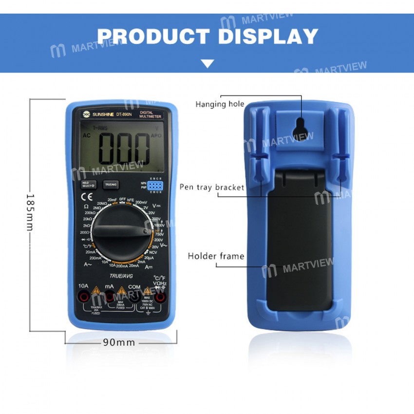 Sunshine DT-890N Digital Handheld Intelligent Voltage Current Test Meter Handheld LCD Screen Digital