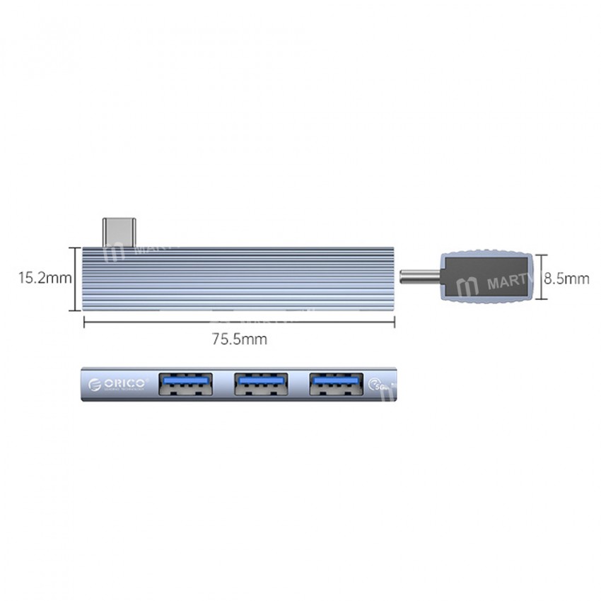 Orico AH-W13 Aluminum High-speed Mini Type-C to USB 3.0 HUB for Computer / Laptop / Tablet