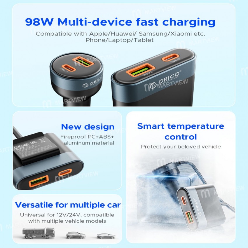 orico cc-98ac-98w-4-ports-car-back-seat-charger-compatible-with-pps-pd-qc30-afc-protocols-4