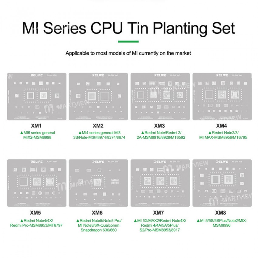 Relife RL-044 Xiaomi/Redmi Series CPU Tin Planting Steel Mesh Set for Xiaomi Model/Redmi Model
