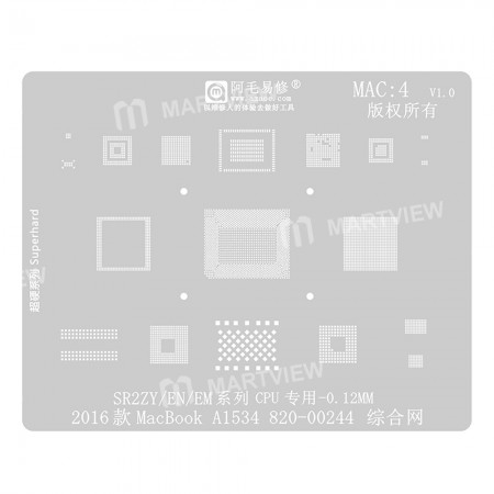 Amaoe 0.12mm MAC:4 BGA Reballing Stencil Plant Tin Steel Net for MacBook 2016 Version A1534