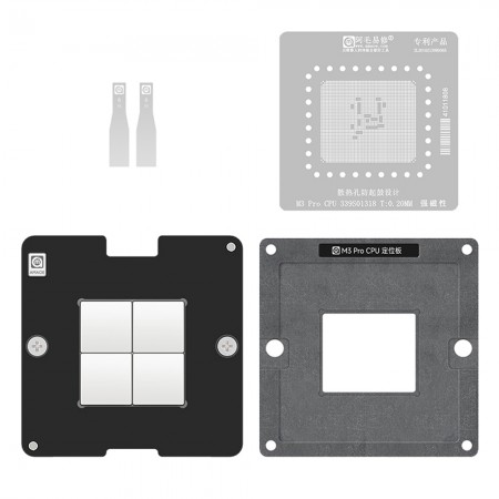 Amaoe 0.20mm CPU BGA Reballing Stencil Platform Set for Apple M3 Pro CPU 339S01318
