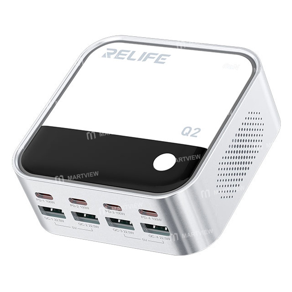relife q2-120w-8-ports-desktop-charger-with-pd100w-charging-rgb-atmosphere-lighting-3