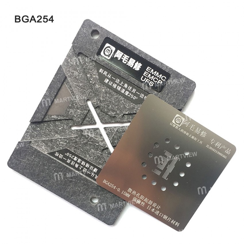 Amaoe 0.15MM EMMC EMCP UFS BGA153 BGA162 BGA169 BGA186 BGA221 BGA254 Reballing Stencil Plant Tin Ste