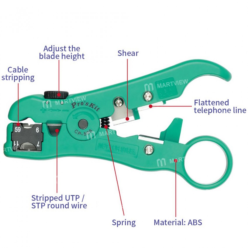 Pro'sKit CP-505 3-in-1 Universal Multifunctional Crimping Stripper