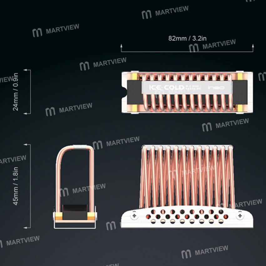 Double-sided Solid Composite Copper Tube Radiator with Thermal Pad compatible for 2280 NVMe M.2 SSD