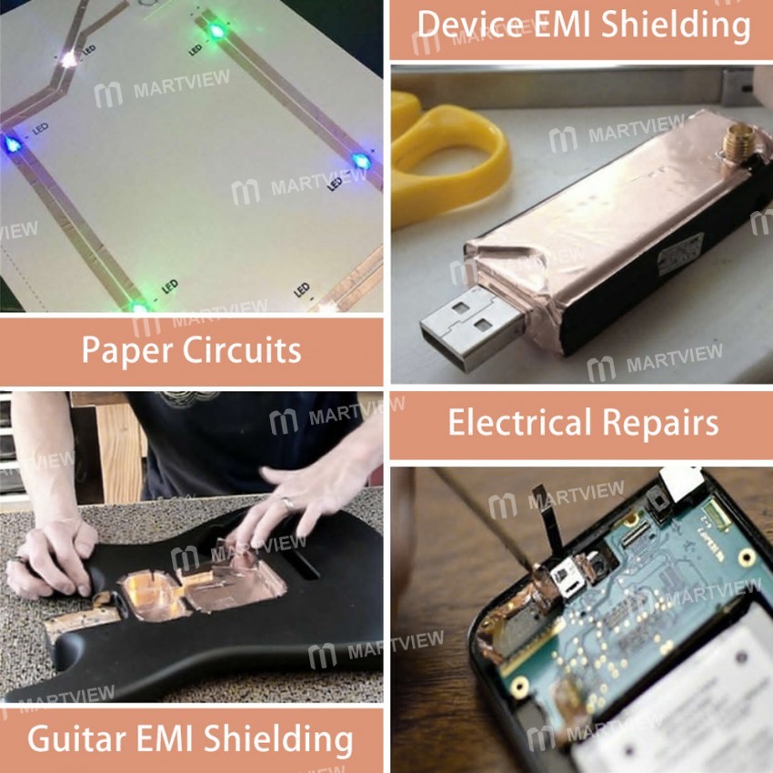 20M Conductive Adhesive Copper Foil Tape EMI Shielding Heat Resist for Electric Guitar