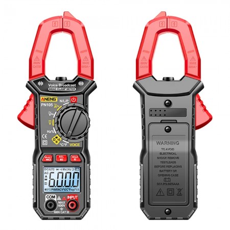 Aneng PN105 600A Non-contact Voice Broadcast Clamp Multimeter with Measure Temp Function