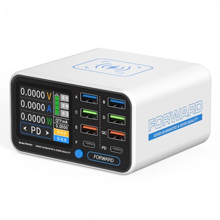 Forward FW-P01 65W Multi-Port Smart Digital Display PD & QC Fast Charger with 15W Wireless Charging
