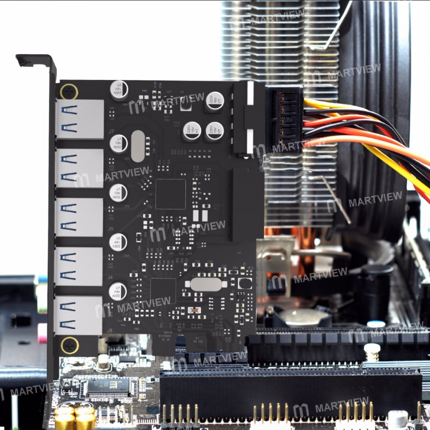 Orico PVU3-5O2I USB3.0 5-Port PCI-E Dual Chip High-Speed Expansion Card with 20 Pin Slot
