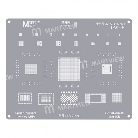 MaAnt iPad:5 0.12mm Square Chamfer BGA Reballing Stencil for iPad Pro
