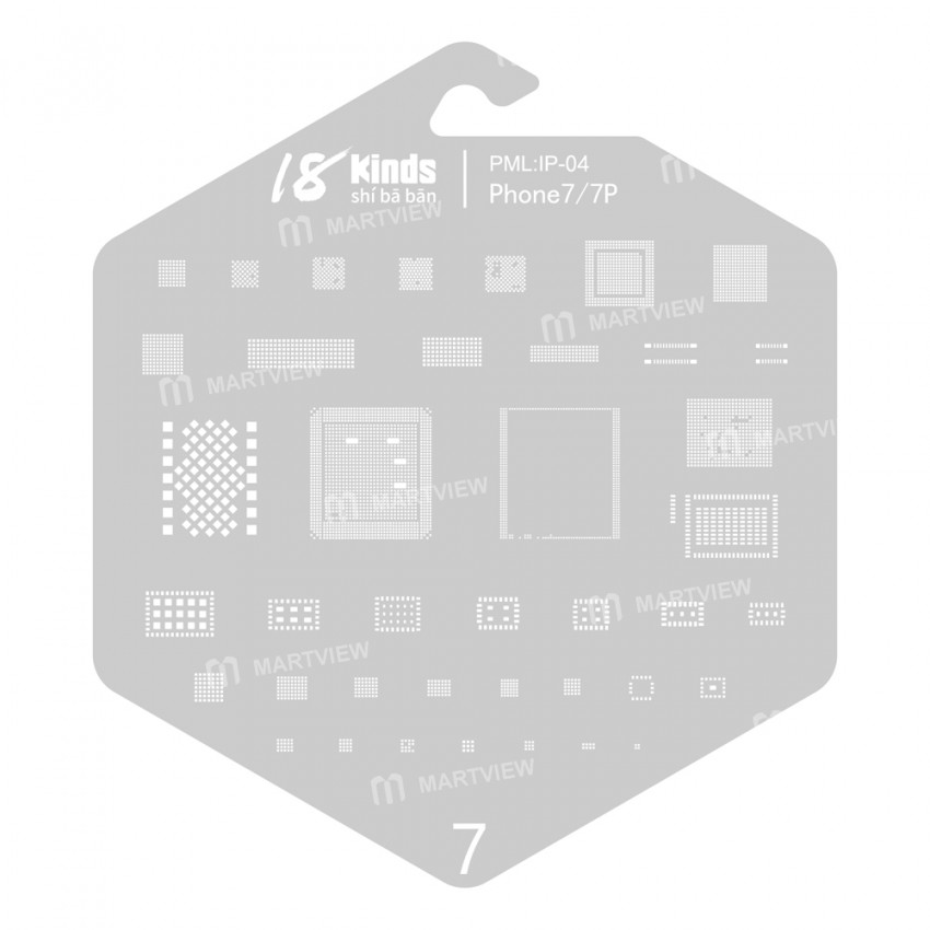 18 Kinds Chip BGA IC Reballing Stencil Kits for iPhone 6 to 13 Pro Max Screen Dot Matrix IC