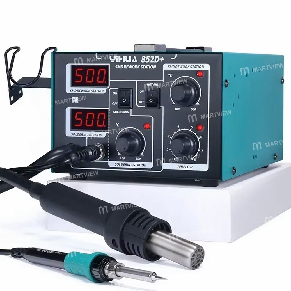 yihua 852d-740w-2-in-1-hot-air-gun-soldering-iron-tips-digital-display-desoldering-rework-station-9