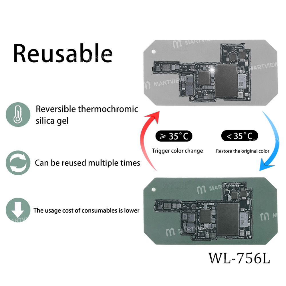 wylie wl-756l-phone-motherboard-fault-locator-detection-pad-35c-color-change-indicator-6