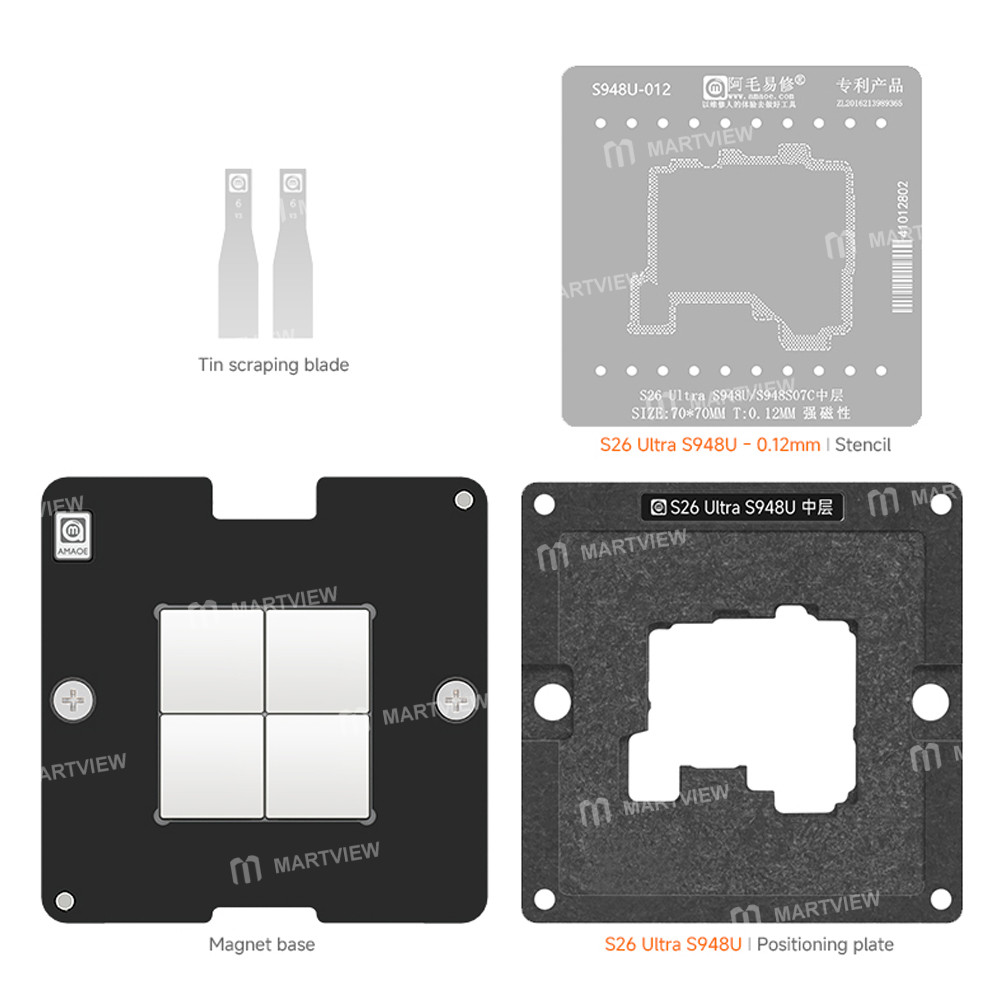 amaoe 012mm-s948u-middle-layer-bga-reballing-stencil-platform-set-for-samsung-s26-ultra-s948u-2