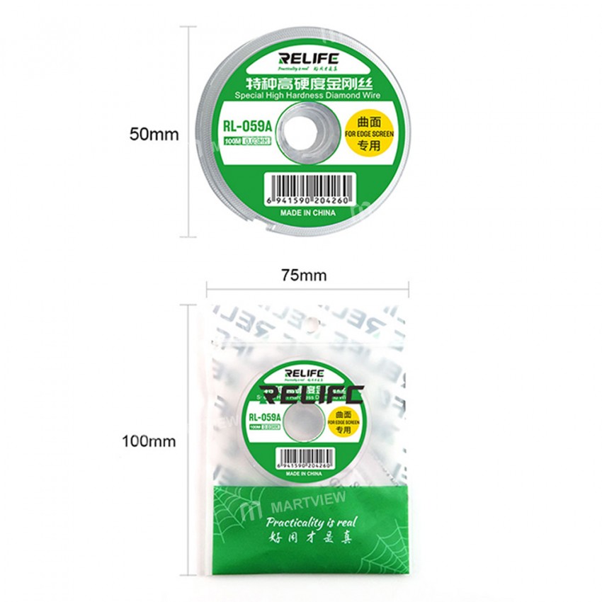 Relife RL-059A / 059B / 059C 100M Special High Hardness Diamond Wire for Touch LCD Screen Separating