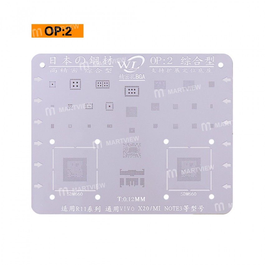 WL Multi-Function BGA Reballing Stencil Plant Tin Steel Net for OPPO VIVO Meizu