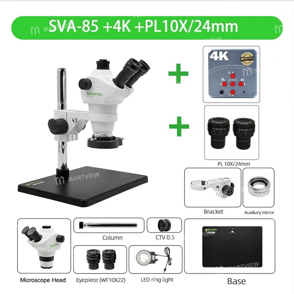 servicell arauca-sva85-series-8x-50x-high-definition-trinocular-stereo-microscope-for-pcb-repair-17