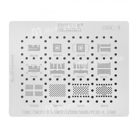 Amaoe EMMC3 0.15MM BGA Stencil IC Solder Reballing Tin Net for EMMC EMCP UFS