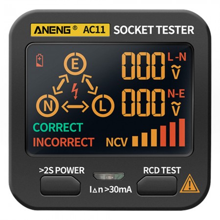 Aneng AC11 Multifunction Smart Phase Check / Voltage Digital Display Socket