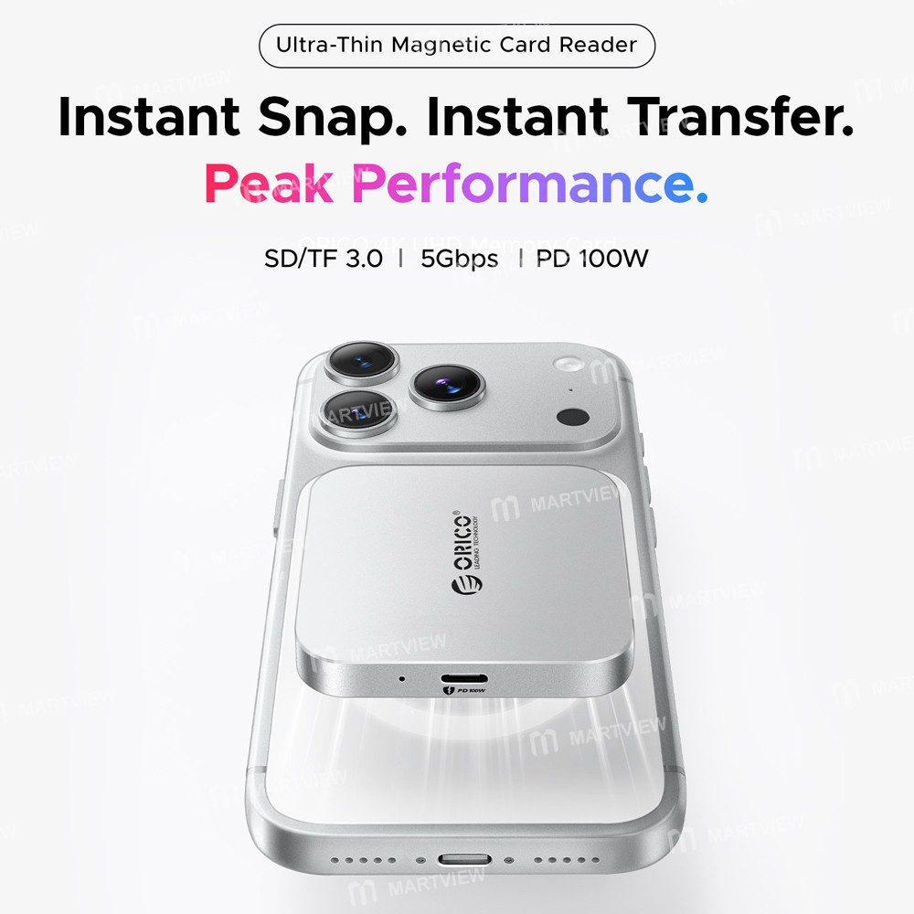 orico air5-air5c-usb-c-to-sd-tf-slot-pd100w-ultra-thin-magnetic-card-reader-for-iphone-android-table