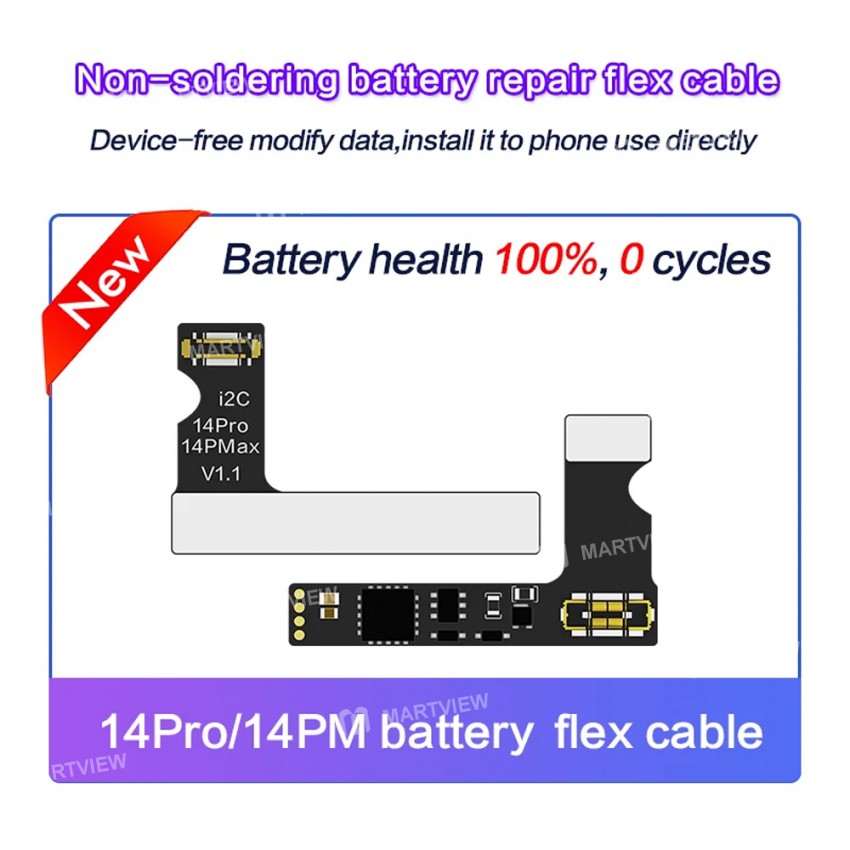 i2c no-soldering-battery-capacity-efficiency-reset-modification-flex-cable-for-iphone-11-to-15pro-ma