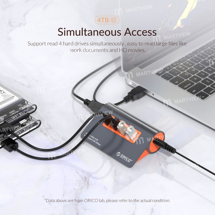Orico M3H4-G2 Aluminum Alloy USB3.1 Gen2 10Gbps 4-port USB Hub Support OTG Function