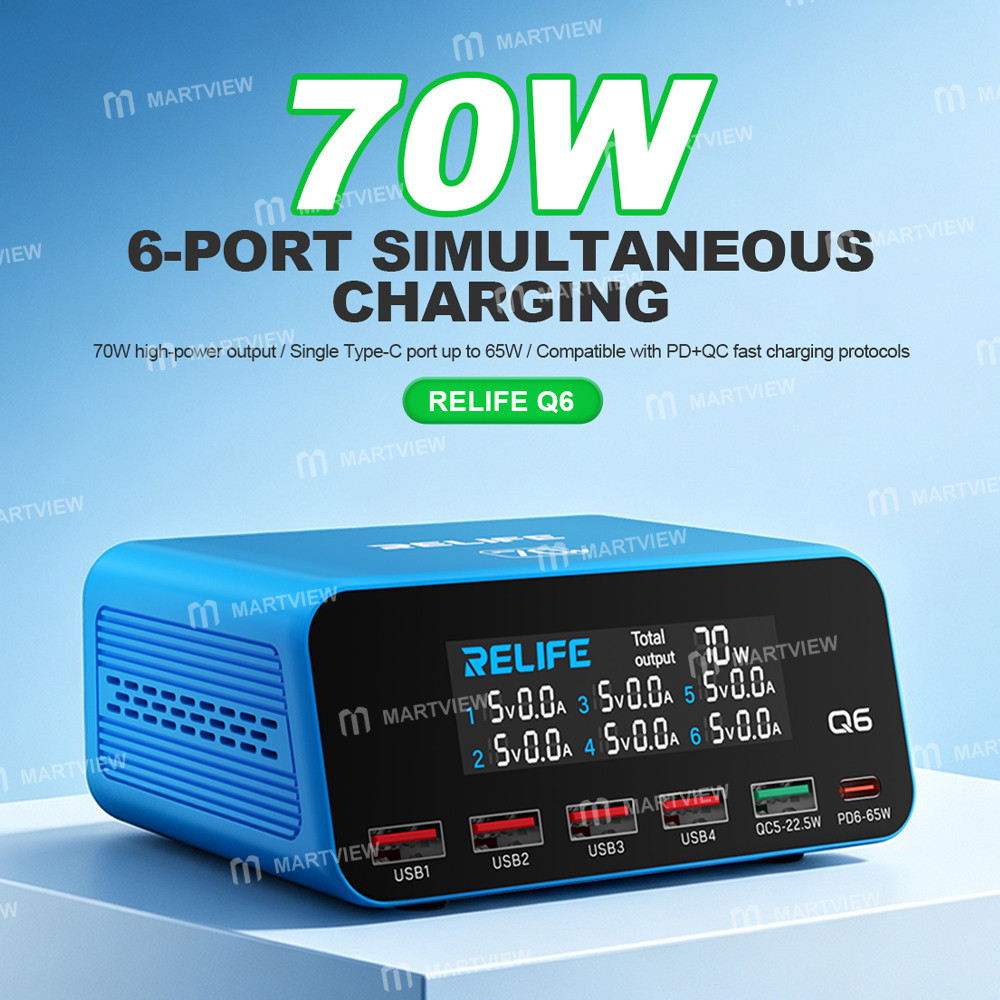 relife q6-70w-intelligent-multi-port-digital-display-charger-up-to-65w-single-port-output-6