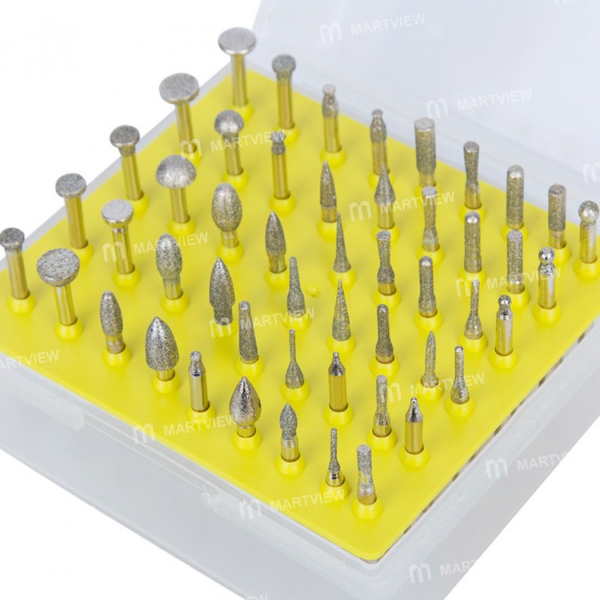 1/8 inch Shank Diamond Grinding Head Set for Electric Polisher - 50Pcs