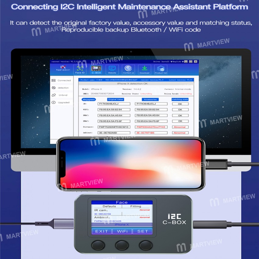 i2C C-BOX Jailbreak Box for Bypass ID Password On iOS Device PC Free / Query WIFI / Bluetooth Addres