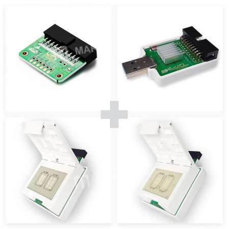 BGA221 / BGA254 eMMC / eMCP Socket + 2 in 1 eMMC / eMCP Socket + USB3.0 SuperSpeed uSD / eMMC Reader + ISP Adapter for EDT Pro EMMC Dongle Tool UFI Box