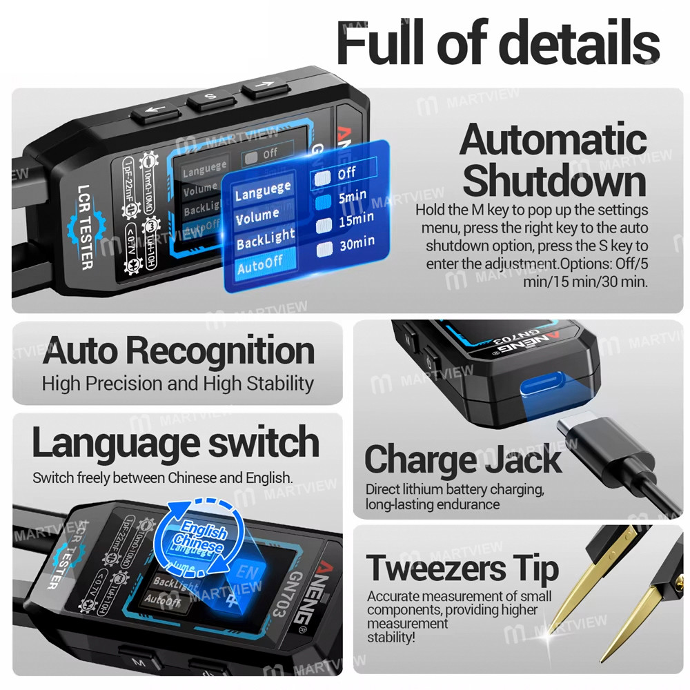 aneng gn703-type-c-rechargeable-lcr-smart-forceps-bridge-for-lcr-smd-esr-test-14