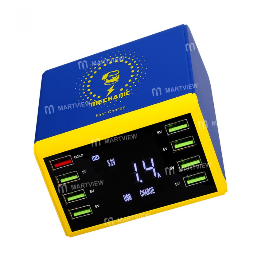 Mechanic iCharge8 LCD Digital Display Fast Charger 8 Port USB Charging Dock with Wireless Charger