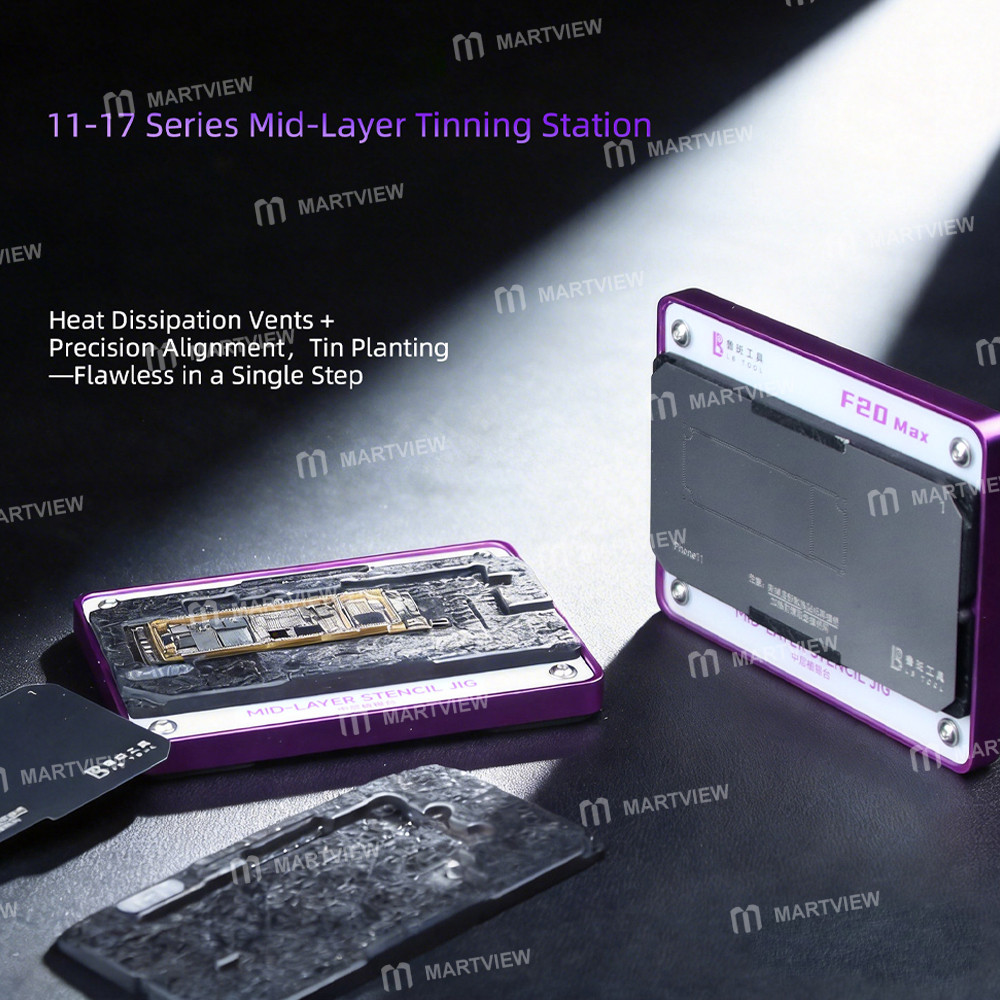 lb tool-f20-max-motherboard-middle-layer-bga-reballing-stencil-tin-plating-platform-for-iphone-11-17