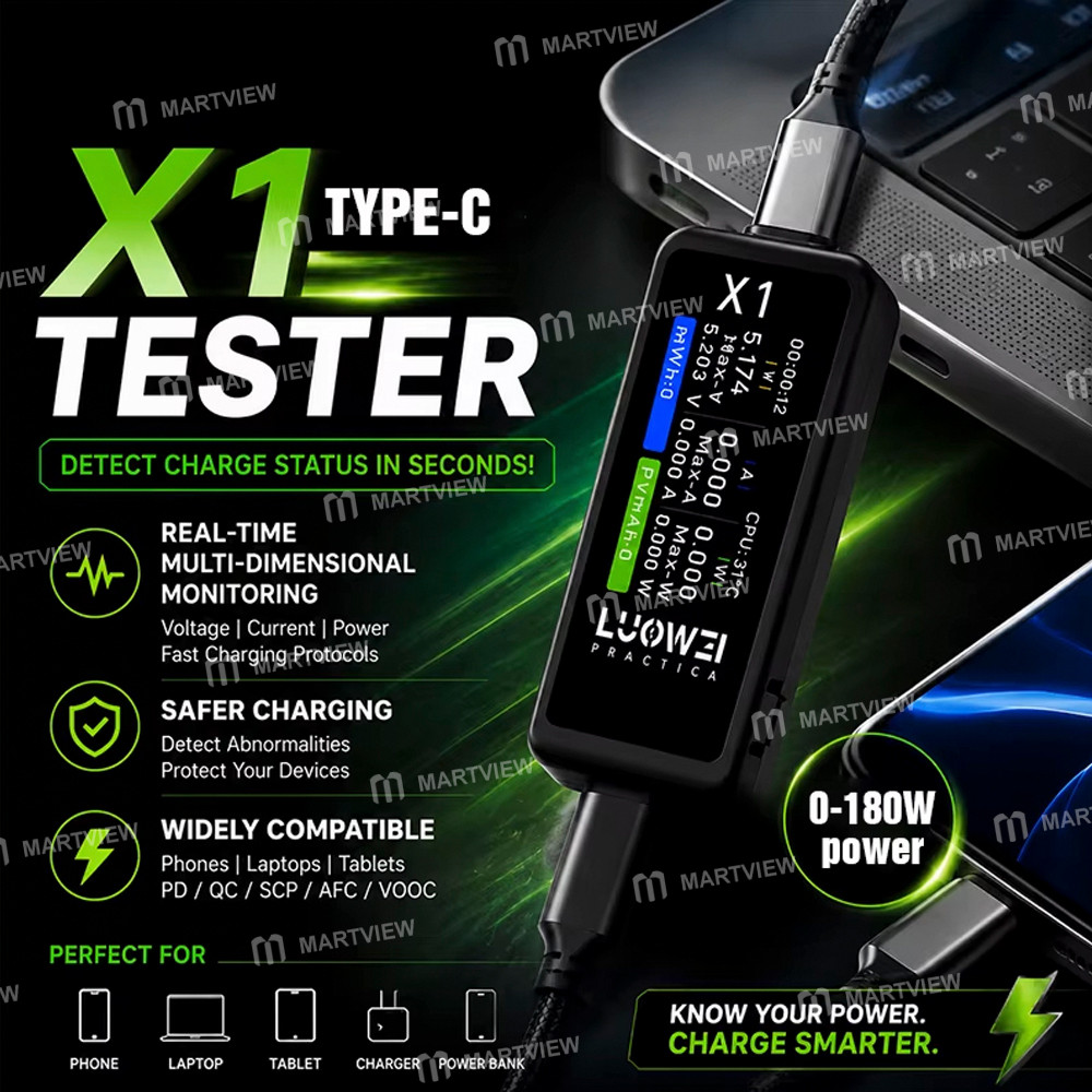 luowei x1-multifunction-voltage-current-power-battery-level-energy-digital-display-usb-c-tester-2