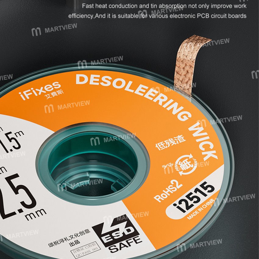 ifixes 15m-pure-copper-strong-cleaning-desoldering-wick-for-motherboard-soldering-repair-11