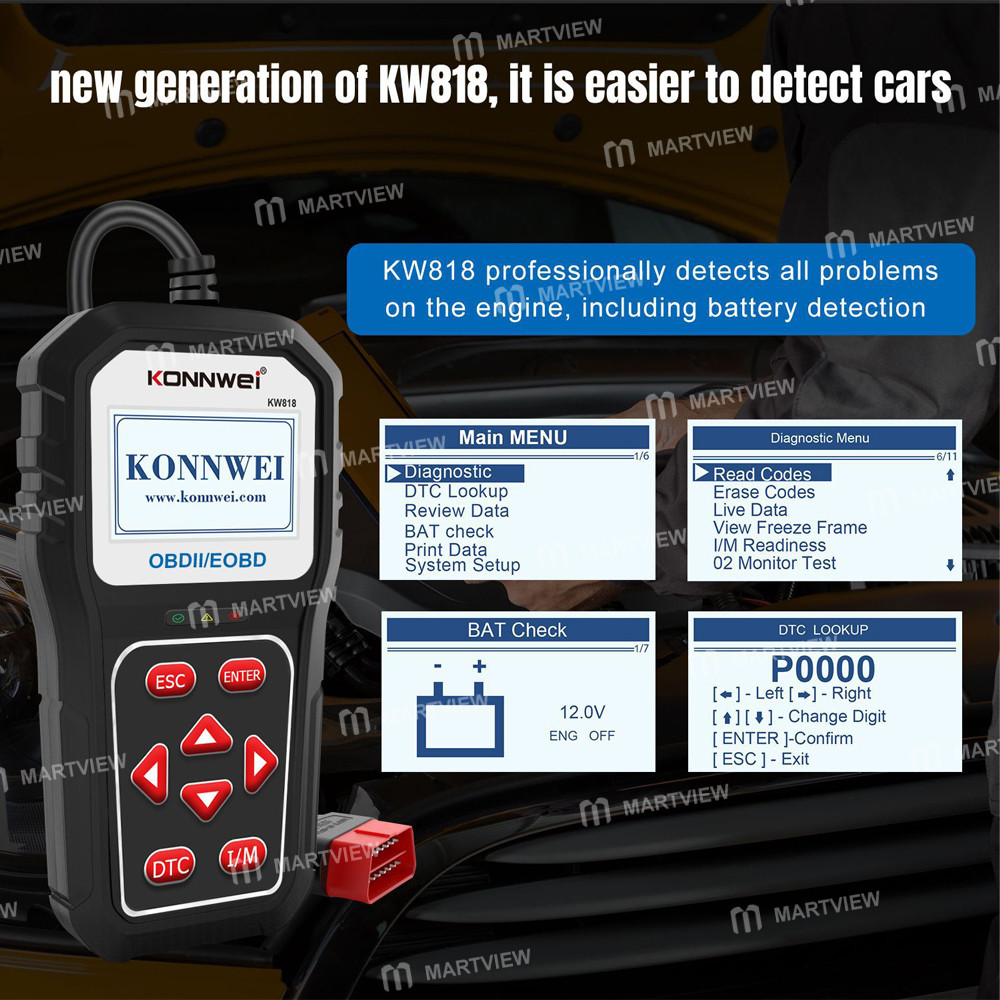 konnwei kw818-universal-automotive-engine-fault-scanner-supports-obd2-eobd-standards-of-12v-18