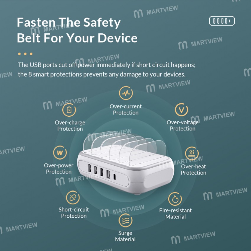 Orico APD-4U1C Type-C 5 Ports Charging Station with Phone Stand for iPhone / Android Phone / Earphon