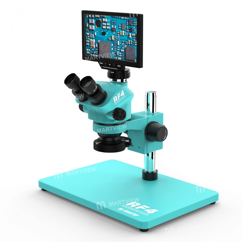 rf4 rf-7050tvp-ys010w-7-50x-synchronous-zoom-trinocular-stereo-microscope-with-big-base-hd-monitor-1