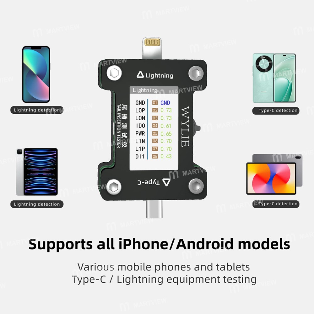 wylie wl-166-lightning-type-c-tail-plug-detector-for-iphone-and-android-phones-5