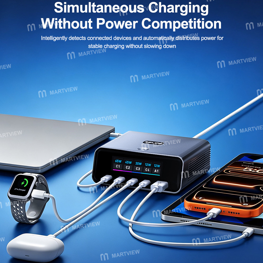 relife q8-165w-gan-intelligent-multi-port-digital-display-charger-up-to-140w-single-port-output-12