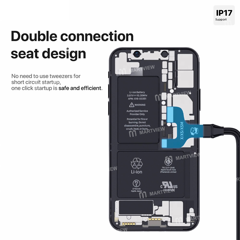mechanic power-pro-max-20-power-supply-boot-cable-with-double-connection-seat-for-iphone-x-to-17pro-