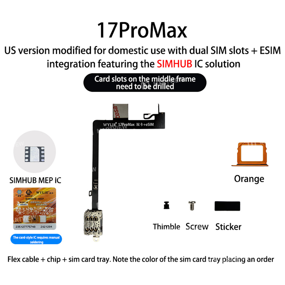 wylie dual-sim-esim-integrated-super-snow-ic-solution-for-converting-iphone-17pm-us-version-to-the-c