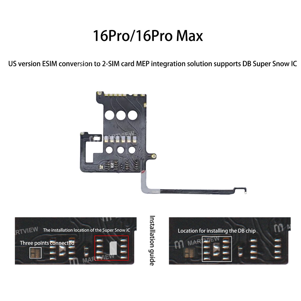 wylie e-sim-conversion-to-2-sim-card-mep-integration-solution-supports-supersnow-db-ic-for-iphone-16