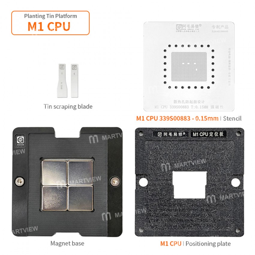 Amaoe 0.15mm M1 CPU 339S00883 BGA Reballing Stencil Tin Planting Platform for MAC M1