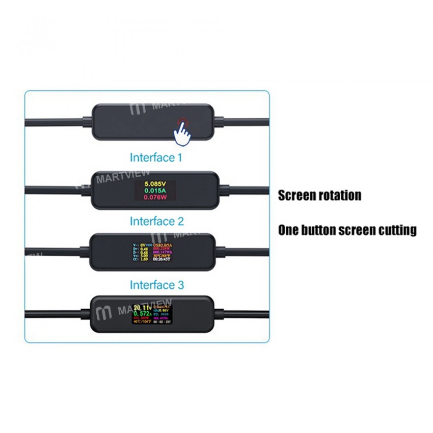 Acasis Type C USB-C Male to Male Fast Charge Cable with Multi-Function Screen Display