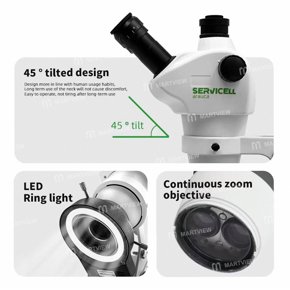 servicell arauca-sva85-series-8x-50x-high-definition-trinocular-stereo-microscope-for-pcb-repair-5