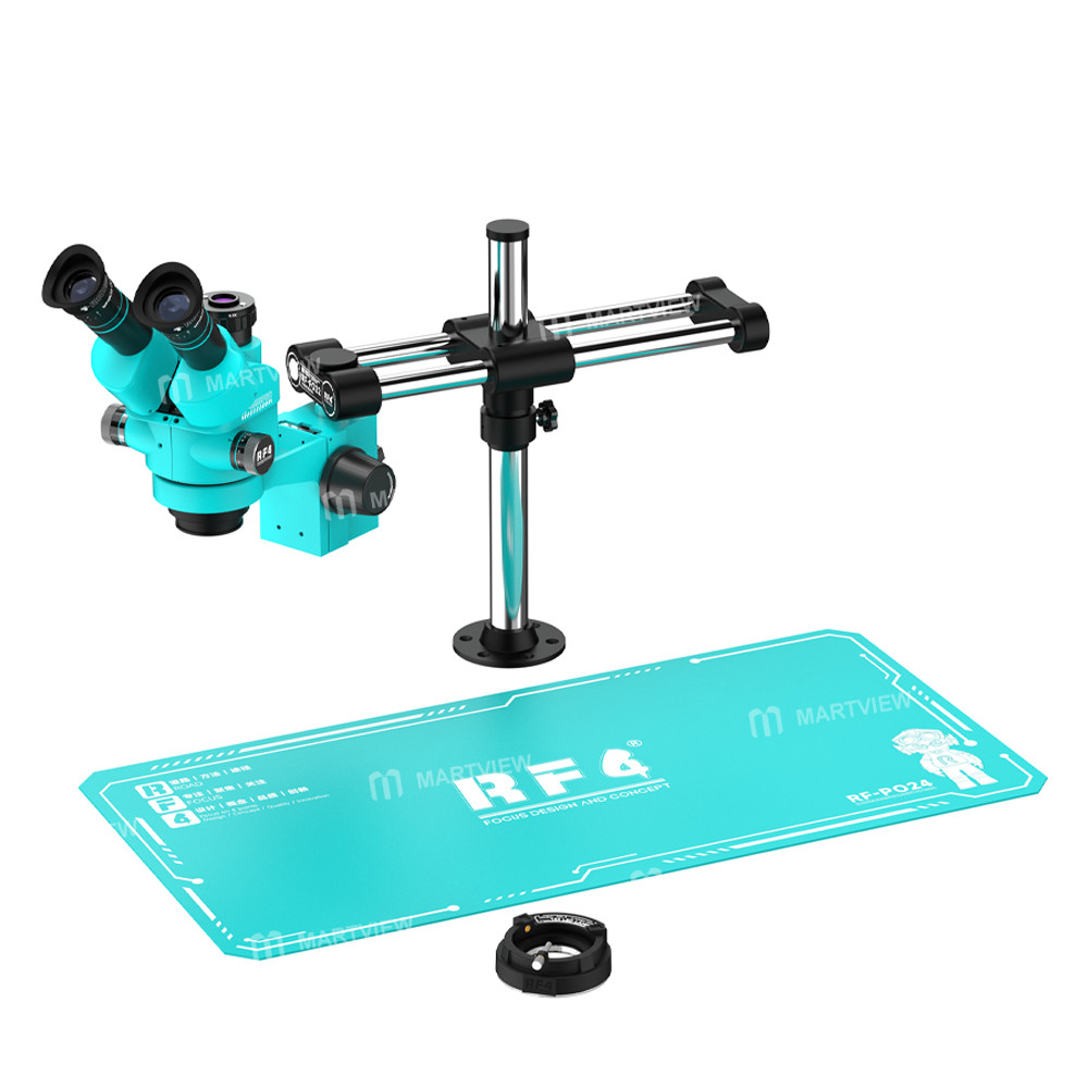 rf4 rf-6558pro-fo22-po24-65-58x-trinocular-stereo-microscope-with-fo22-double-arm-bracket-po24-silic