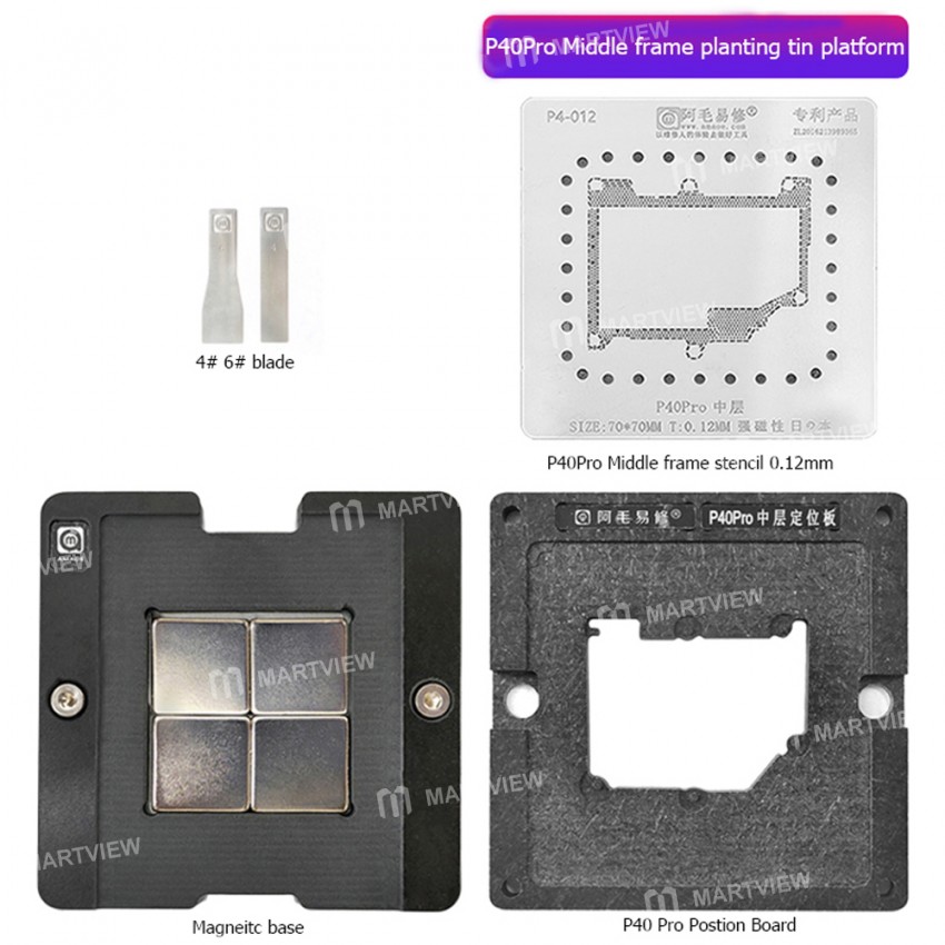 Amaoe 0.12mm Motherboard Mid-Frame BGA Reballing Stencil Platform for Huawei P40 Pro Middle Layer